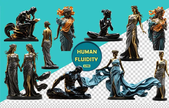 Fashionable Human Fluidity 3D Statue Elements pack image
